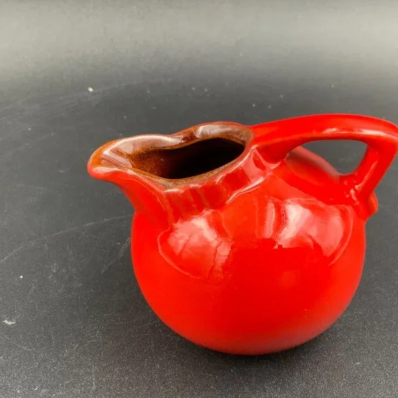 Vintage Frankoma Art Pottery Red Mini Ball Creamer Pitcher #553 - Picture 4 of 6